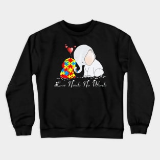 Cute Puzzle Elephant Autism Awareness Day T shirts Gift Crewneck Sweatshirt